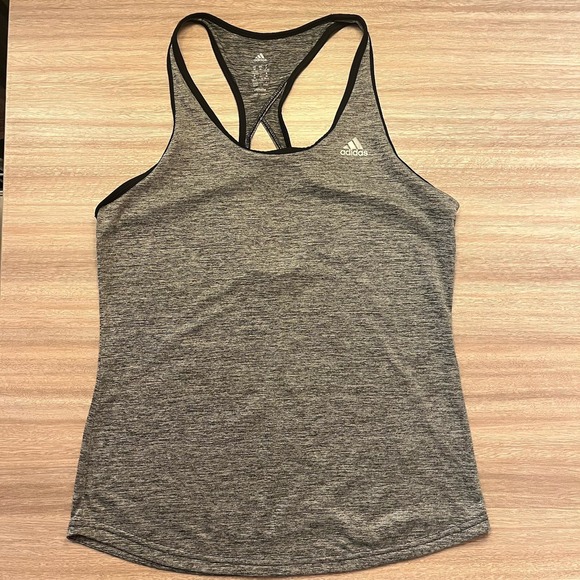 Adidas Tank Top Women's Size Medium Gray Racerback Workout‎ Tank - Picture 1 of 5